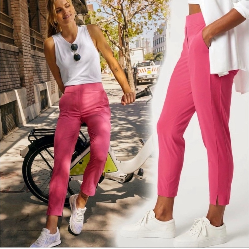 ATHLETA Brooklyn Mid Rise Ankle Pant Size 18 Bright Pink Coral